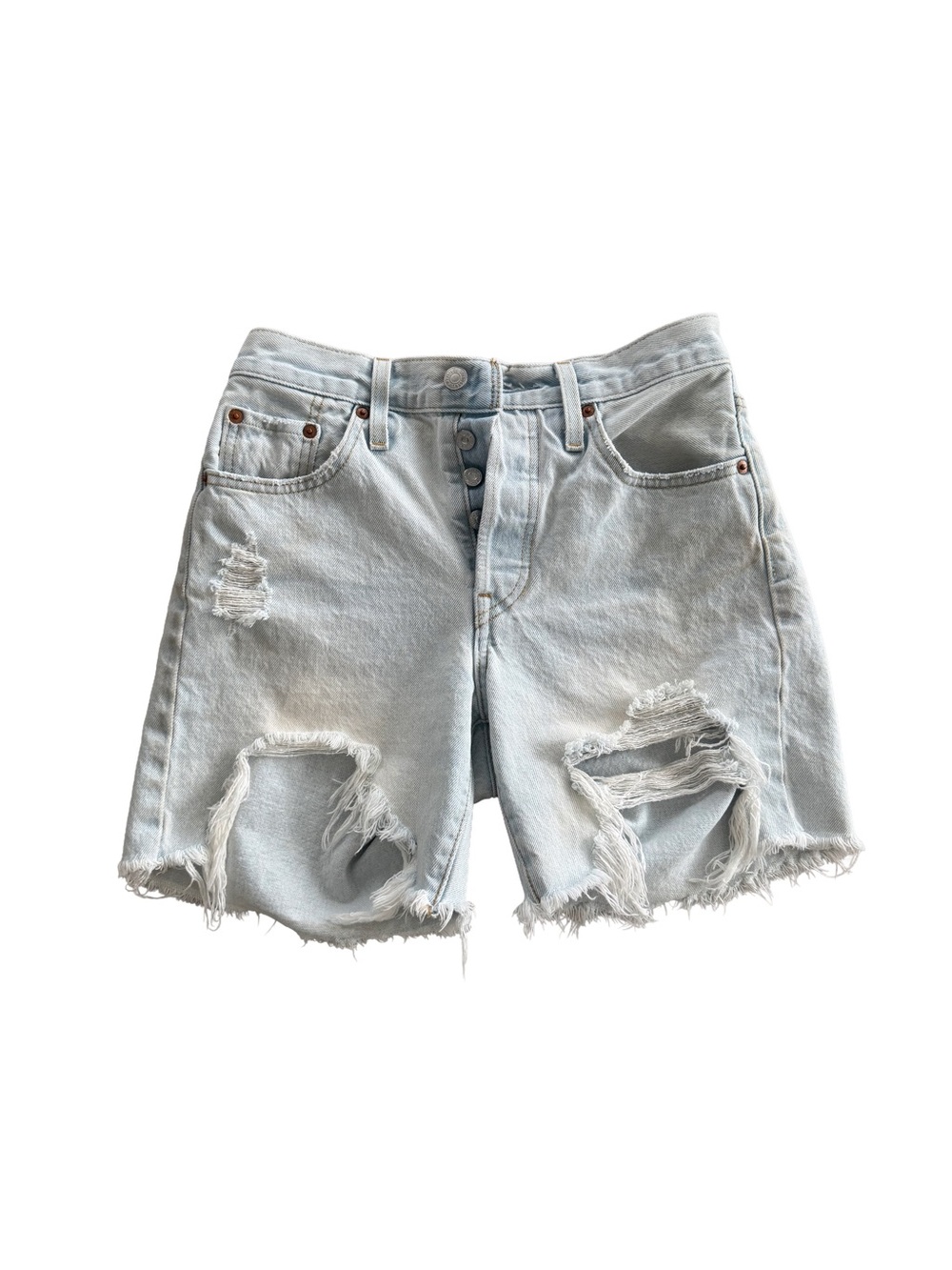 Levi's 501 Light Wash Distressed Denim Shorts